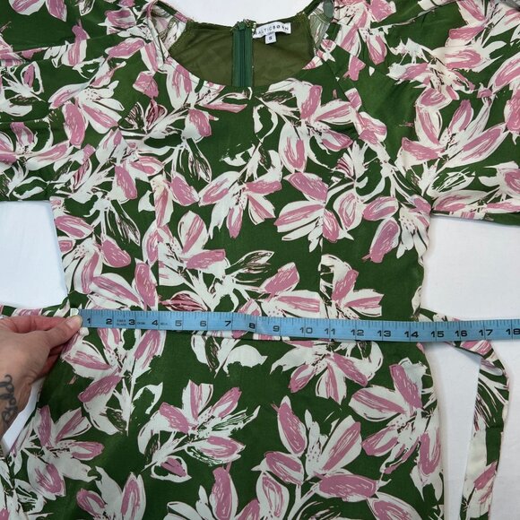 Baltic Born Tucson Midi Dress Floral Puff Sleeve Wedding Green Pink Small - Picture 10 of 16